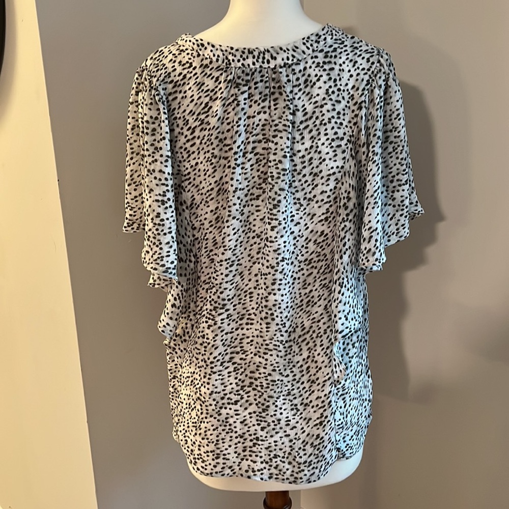 Chaps Dotted Flutter Sleeved Blouse - image 3